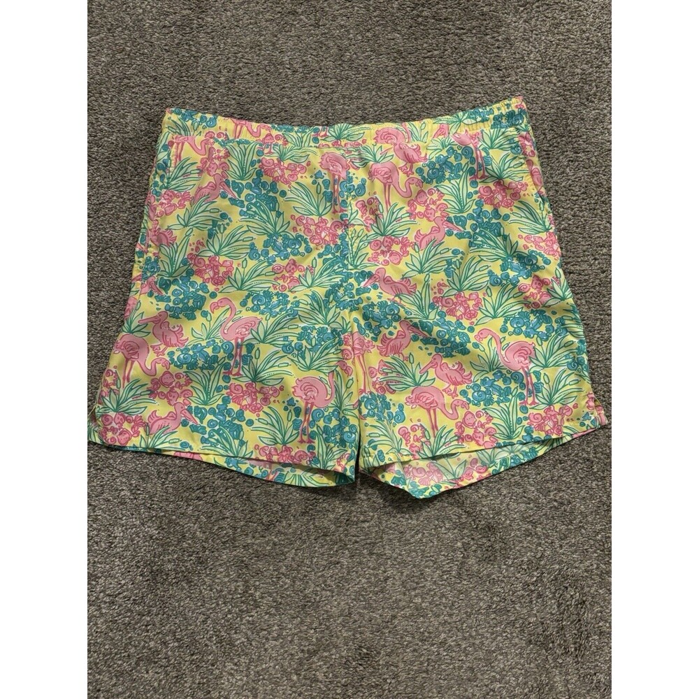 Vintage Mens Medium White Label Lilly Pulitzer Flamingo Print Boardshorts